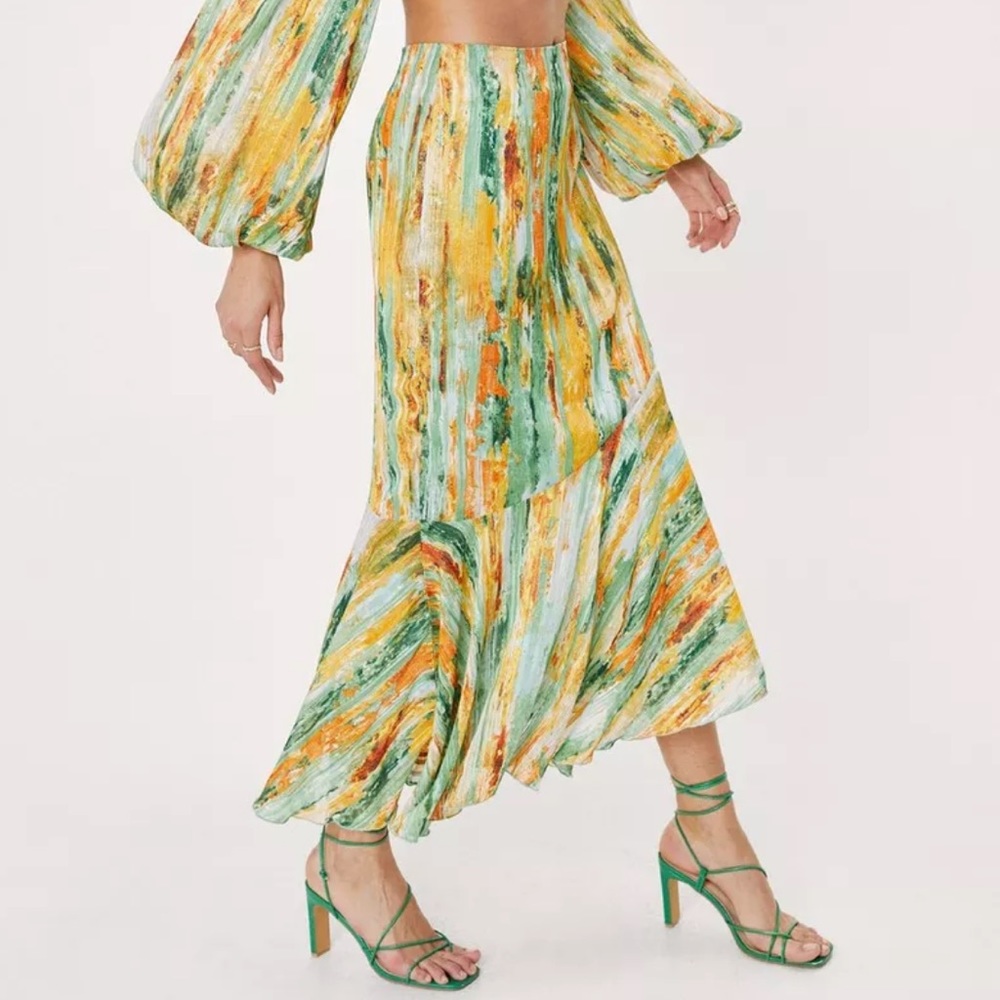 Chiffon Ruffle Hem Midi Two Piece Skirt